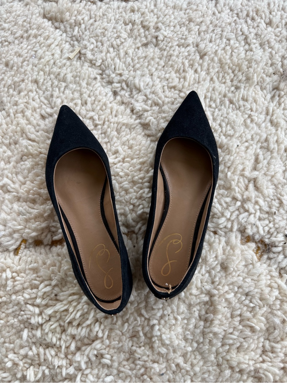 Sam Edelman Black Pointed-Toe Suede Flats